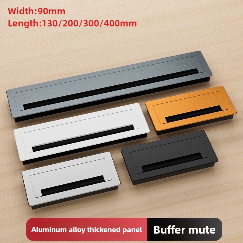 Furniture Hardware Outlet - 1PC Aluminium Rechthoekige Bureau Kabeldoorvoer, Draadgatafdekking,