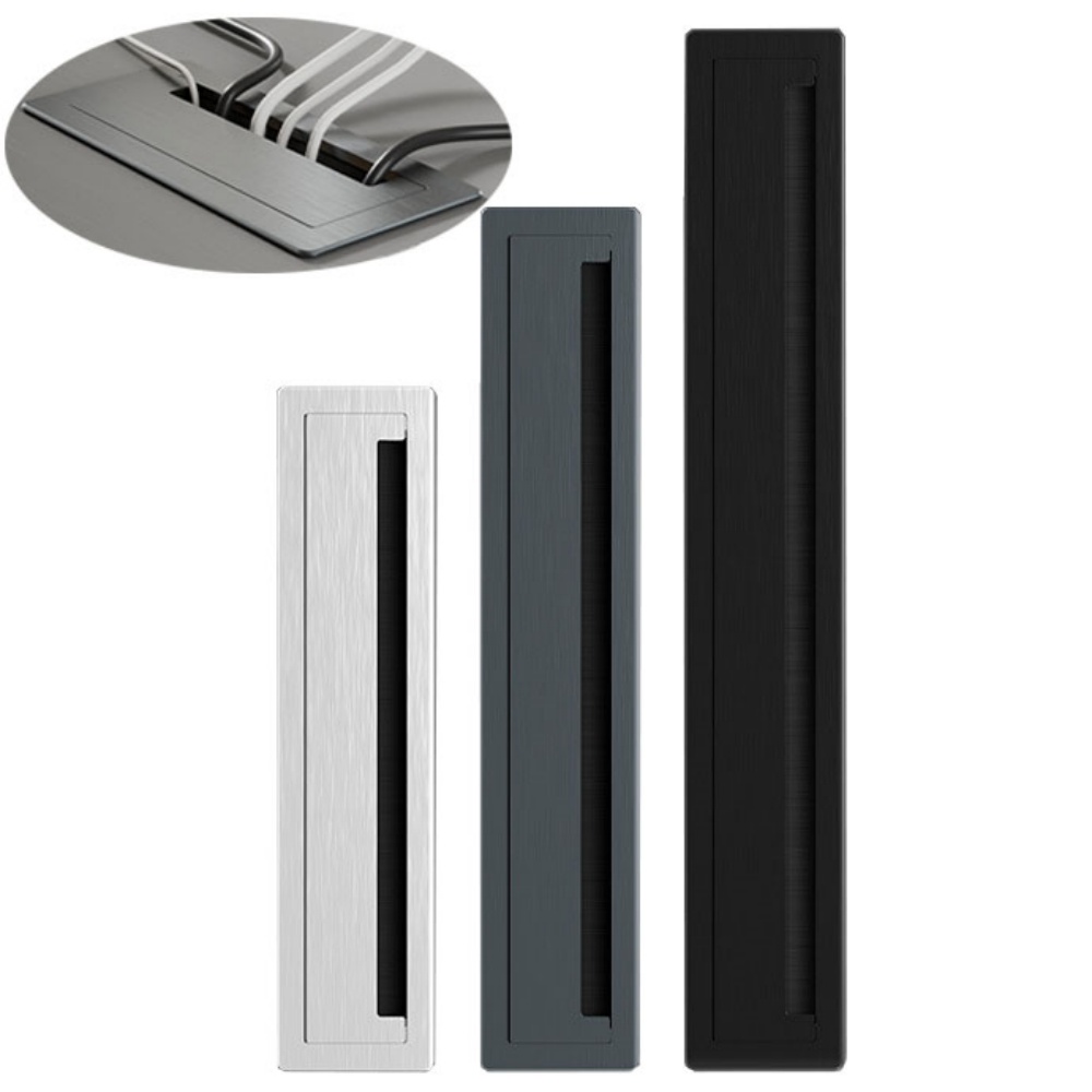 Furniture Hardware Outlet - 1PC Aluminium Rechthoekige Bureau Kabeldoorvoertules Draadgat