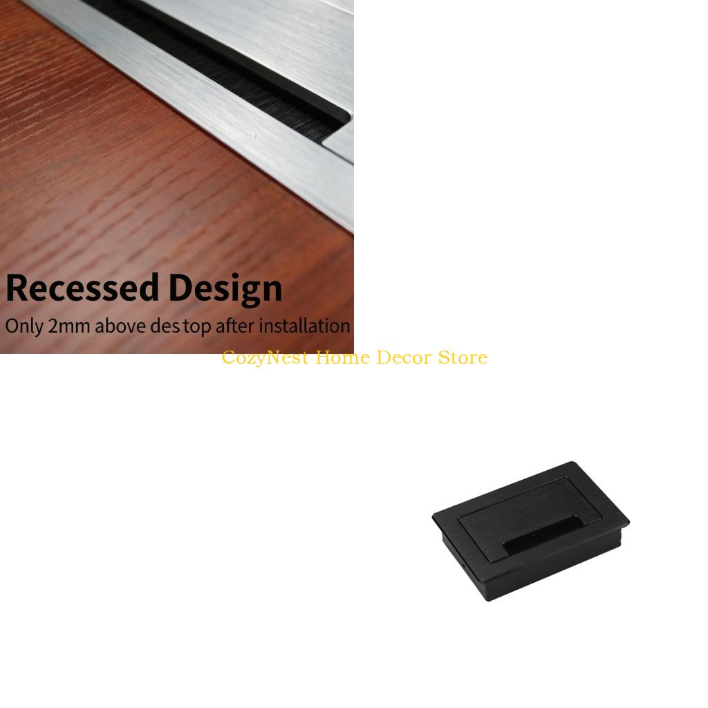 Furniture Hardware Outlet - 92MF Rechthoekige bureaukabeldoorvoertules Borstelkabelbeheerbox Aluminium bedrading